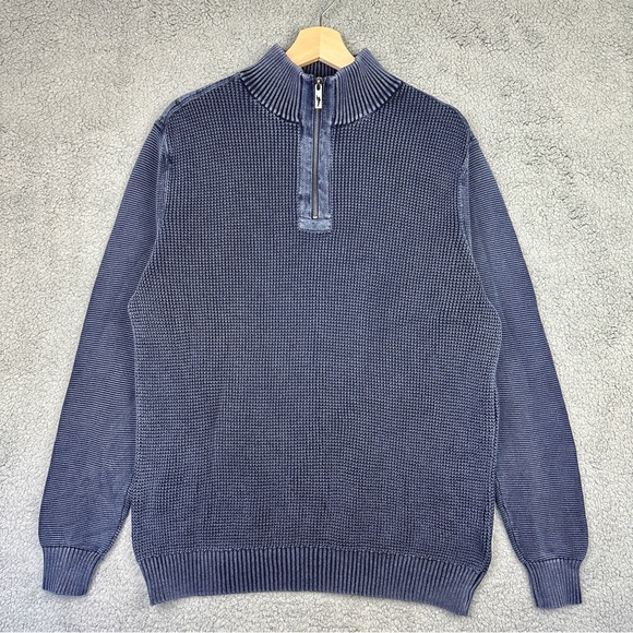 Tommy Bahama Blue Quarter-zip Knit Sweater Men’s Size Large - Picture 1 of 11